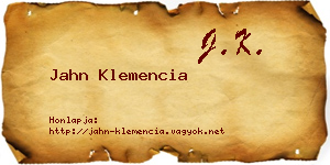 Jahn Klemencia névjegykártya